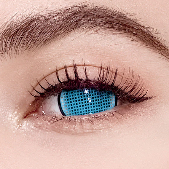 Princess Pinky Cyan Mesh With Rim Mini Sclera