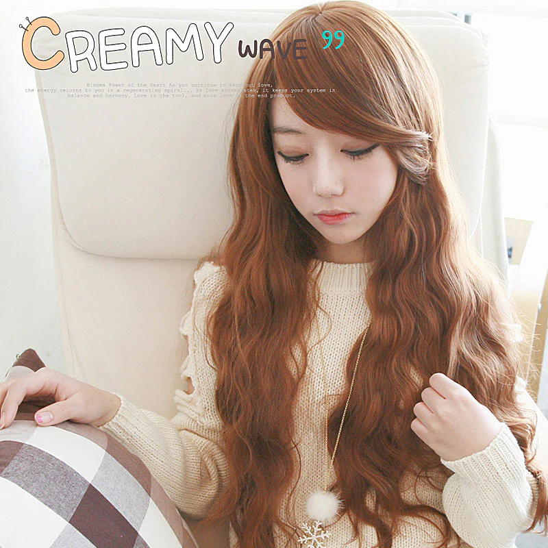 Premium Wig Creamy Wave Soft Wavy Hair (Orange Brown)