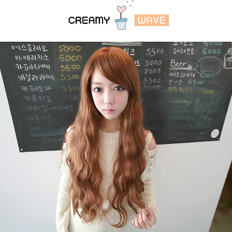 Premium Wig Creamy Wave Soft Wavy Hair (Orange Brown) - Image 5
